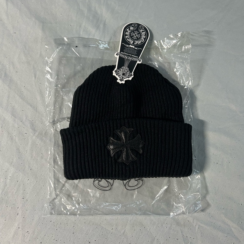 Chrome Hearts Black Ribbed Beanie